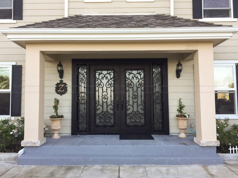 wrought iron double front entry doors