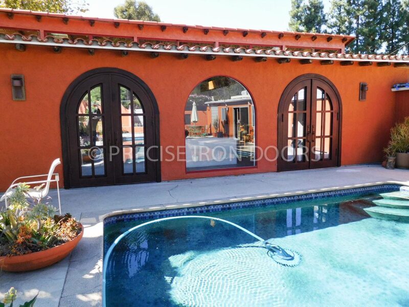 Custom full round top french steel doors