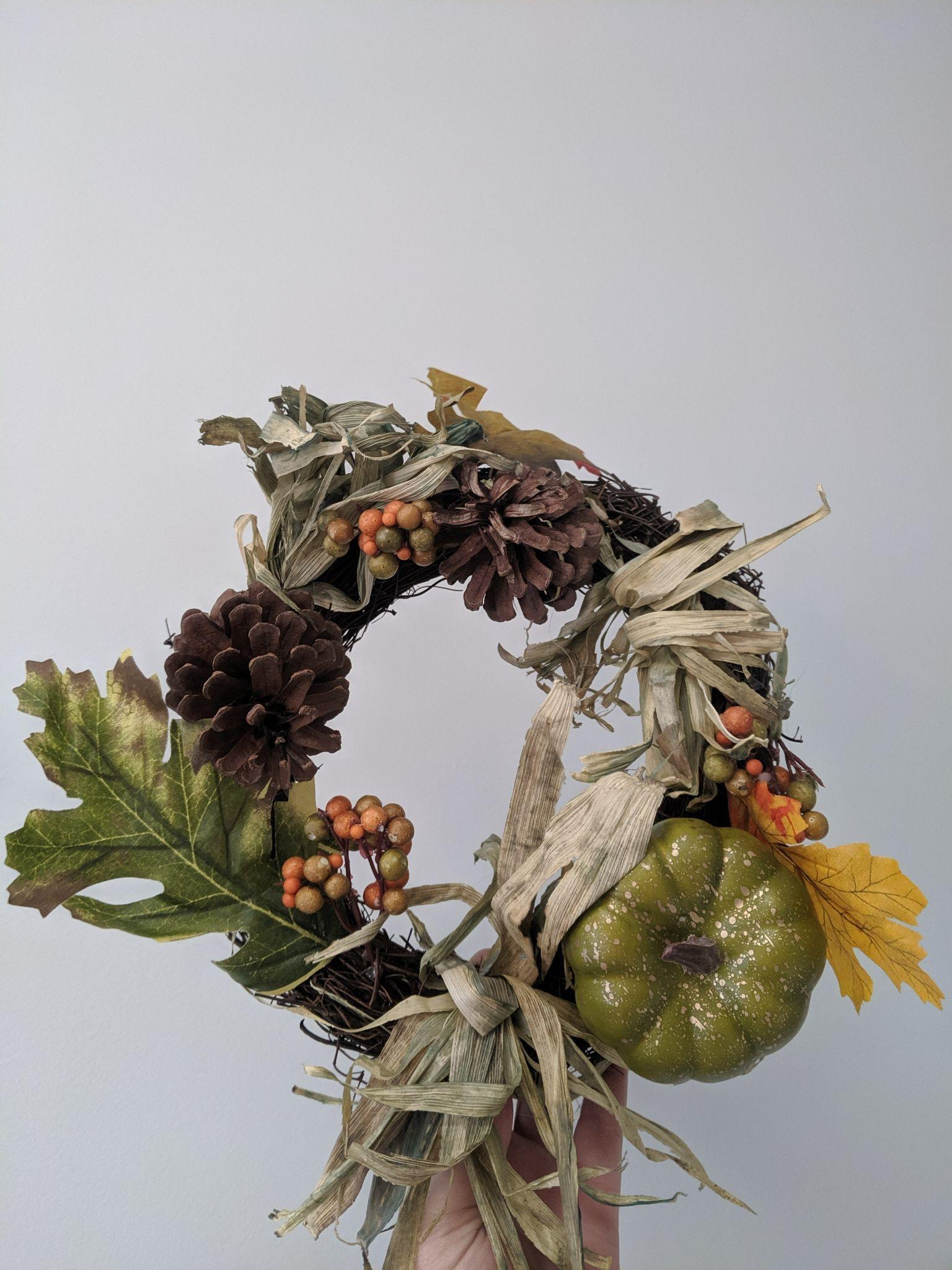 green and brown wreath