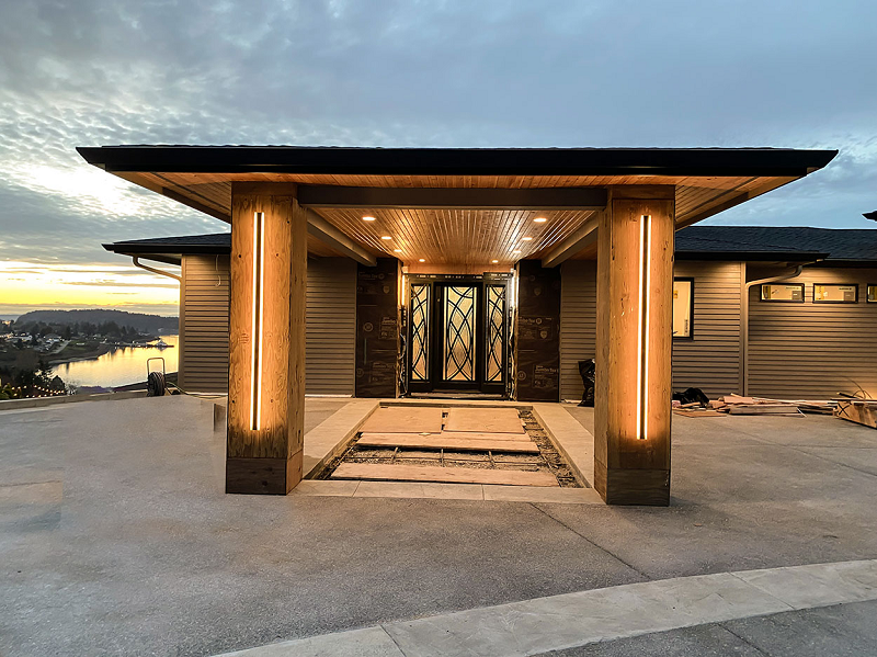 Wrought iron door and elements on a beautiful luxury home