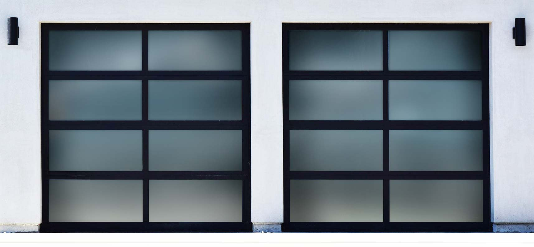 Aluminum glass garage doors from Precis Iron Doors